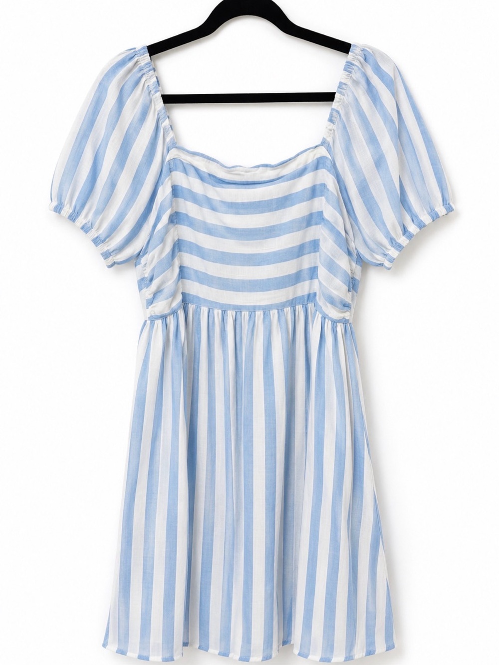 LC Lauren Conrad Blue and White Striped Mini Dress XL cottagecore puff sleeve